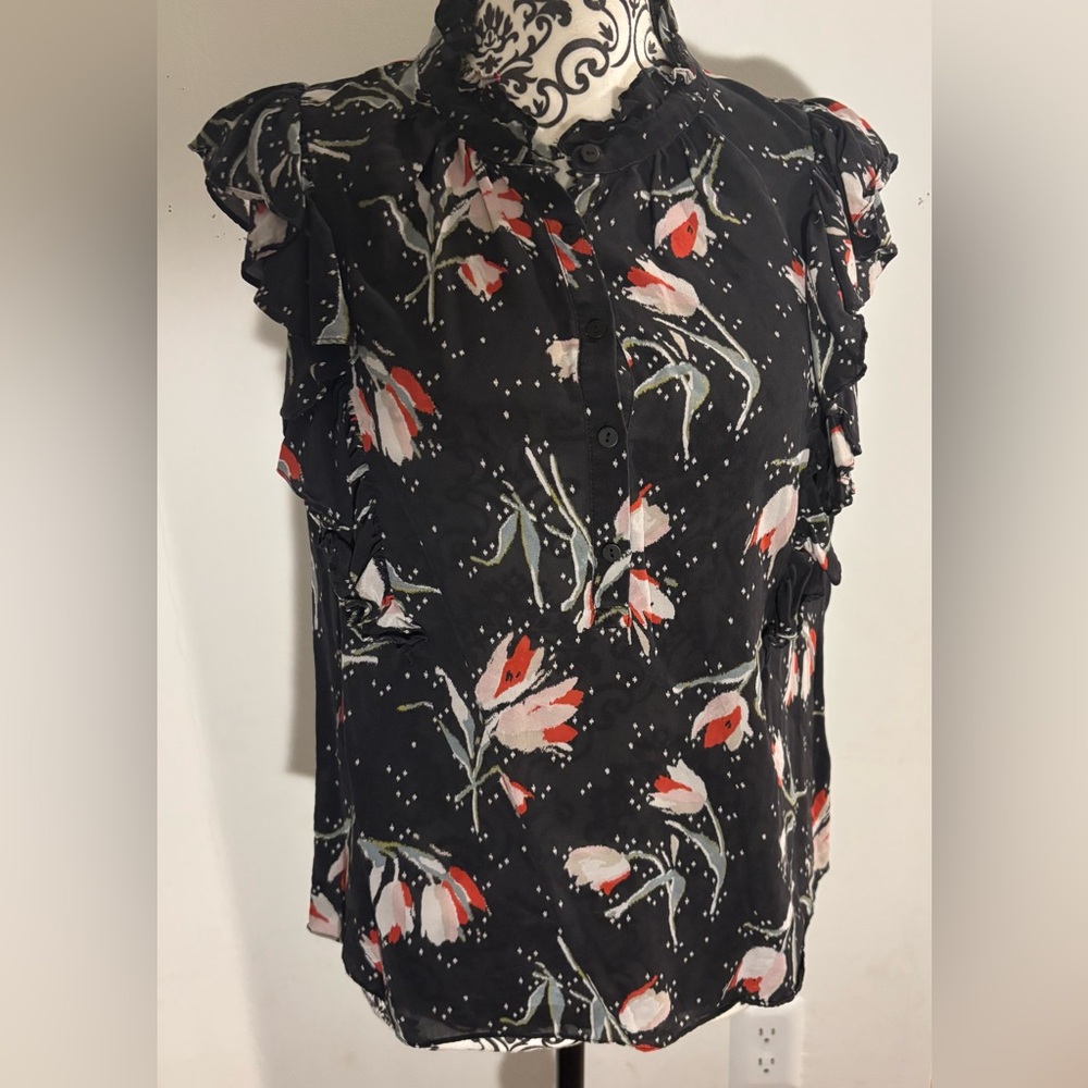 Rebecca Taylor Black Floral Blouse